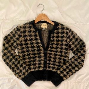 ELIE TAHARI Houndstooth Cardigan Sweater